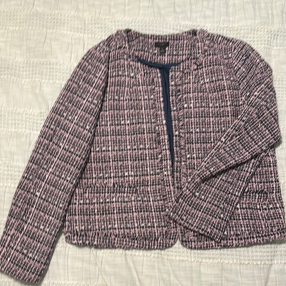 Ann Taylor Factory Pink Blazer Tweed-Style